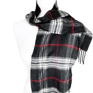 V. Fraas Germany Plaid Black White Red Scarf